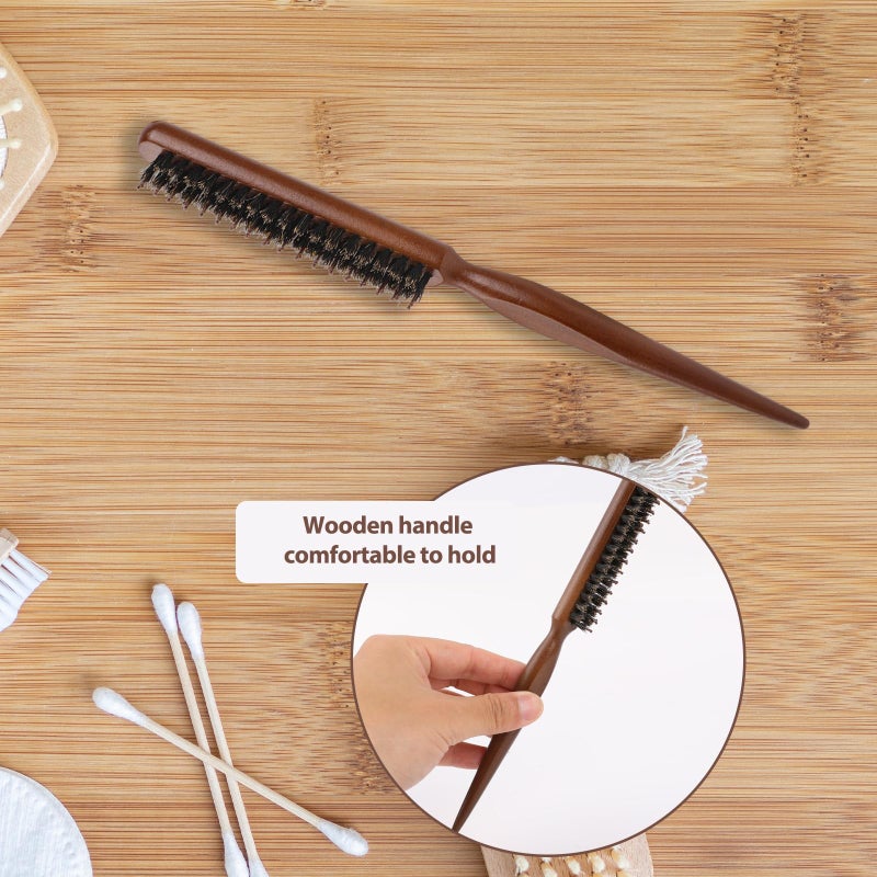 Styquenzer Teasing Brush Boar Bristle, Hair Teasing Brushes for Women Boar Bristle Slick Back Hair Brush Comb Rat Tail Brushes for Edge Control, Backcombing and Thin Thick Curl Training to Create Volume Smooth - Image 3